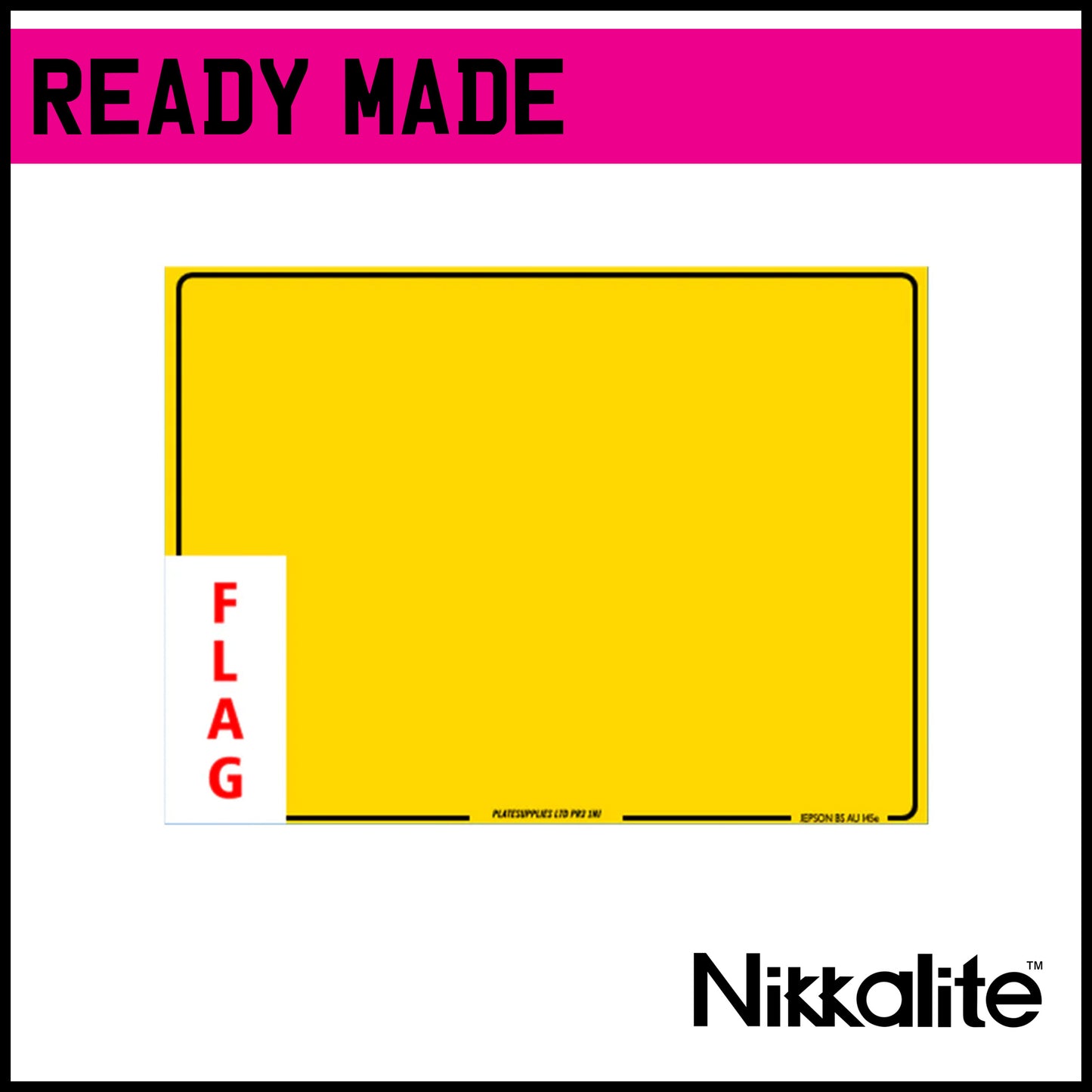 Ready Made Yellow 4x4 Number Plate with Offset Border for Flags (Land Rover)