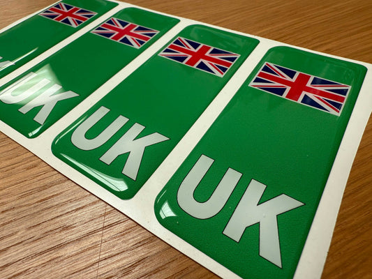 EV Green Flash Gel Badges/Flags for Standard UK Number Plates