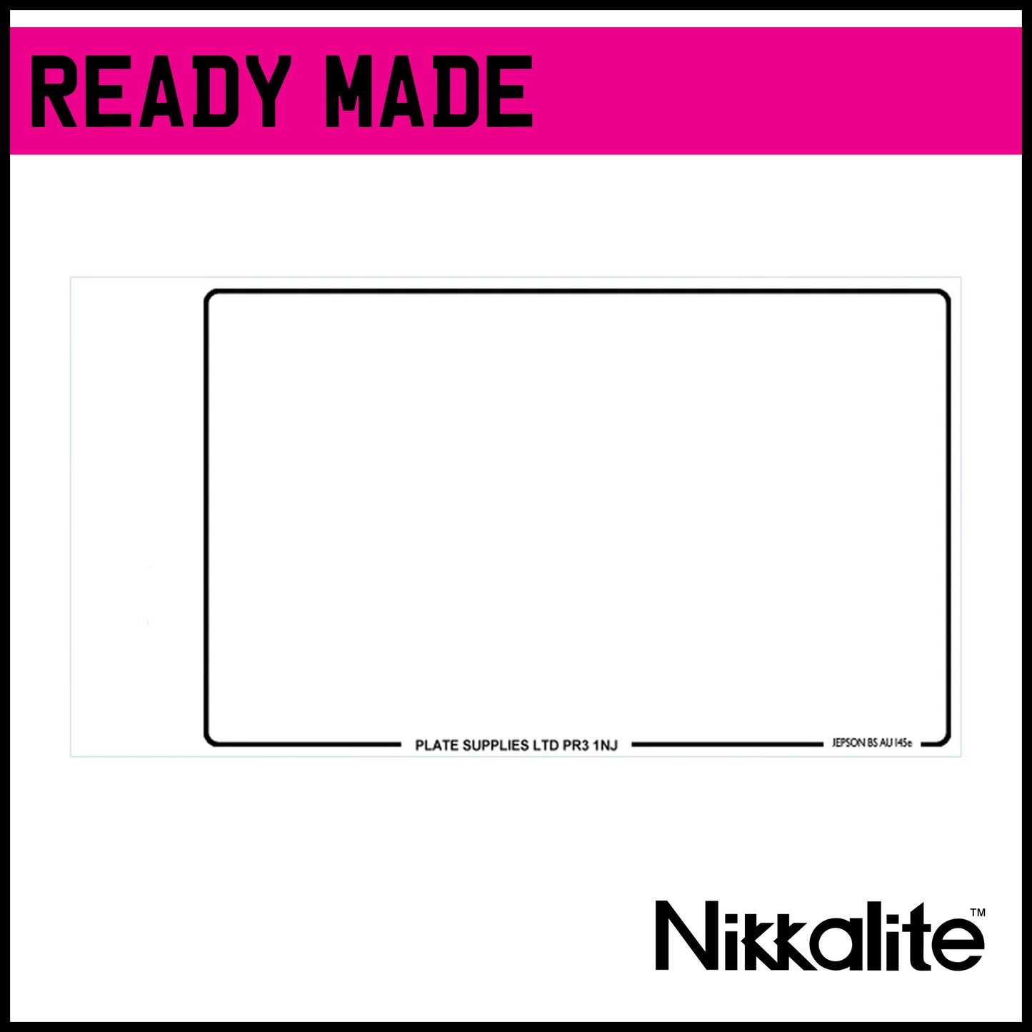 Ready Made White Japanese Import Number Plate with Offset Border for Flags