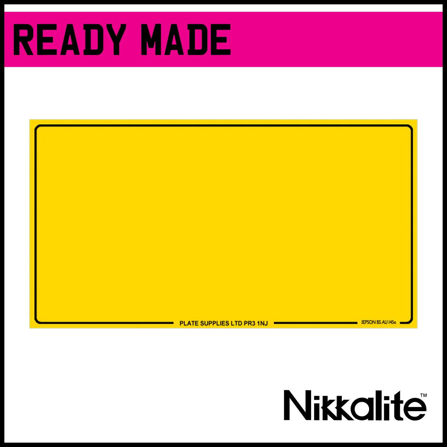 Ready Made Yellow Japanese Import Number Plate with Border