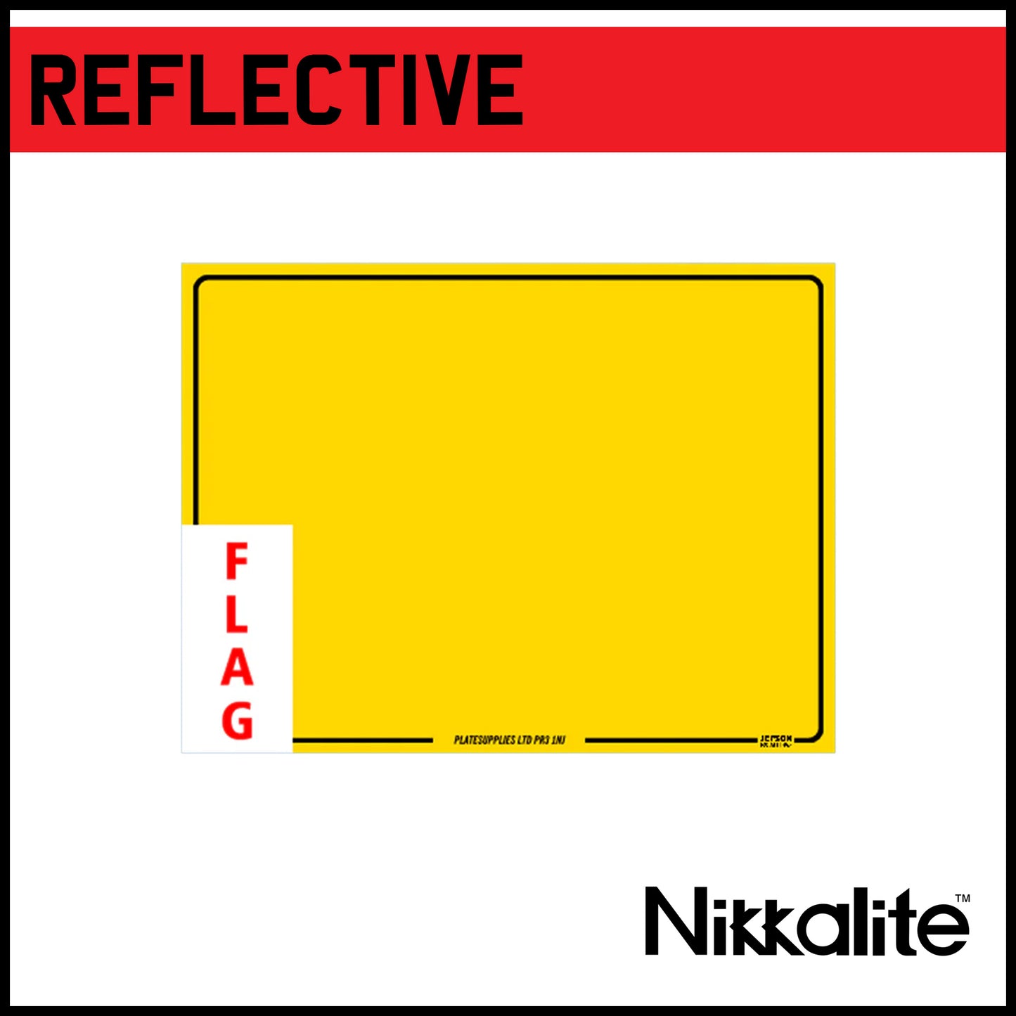 Yellow Motorcycle Reflective with Offset Border for Flag and BS Tags