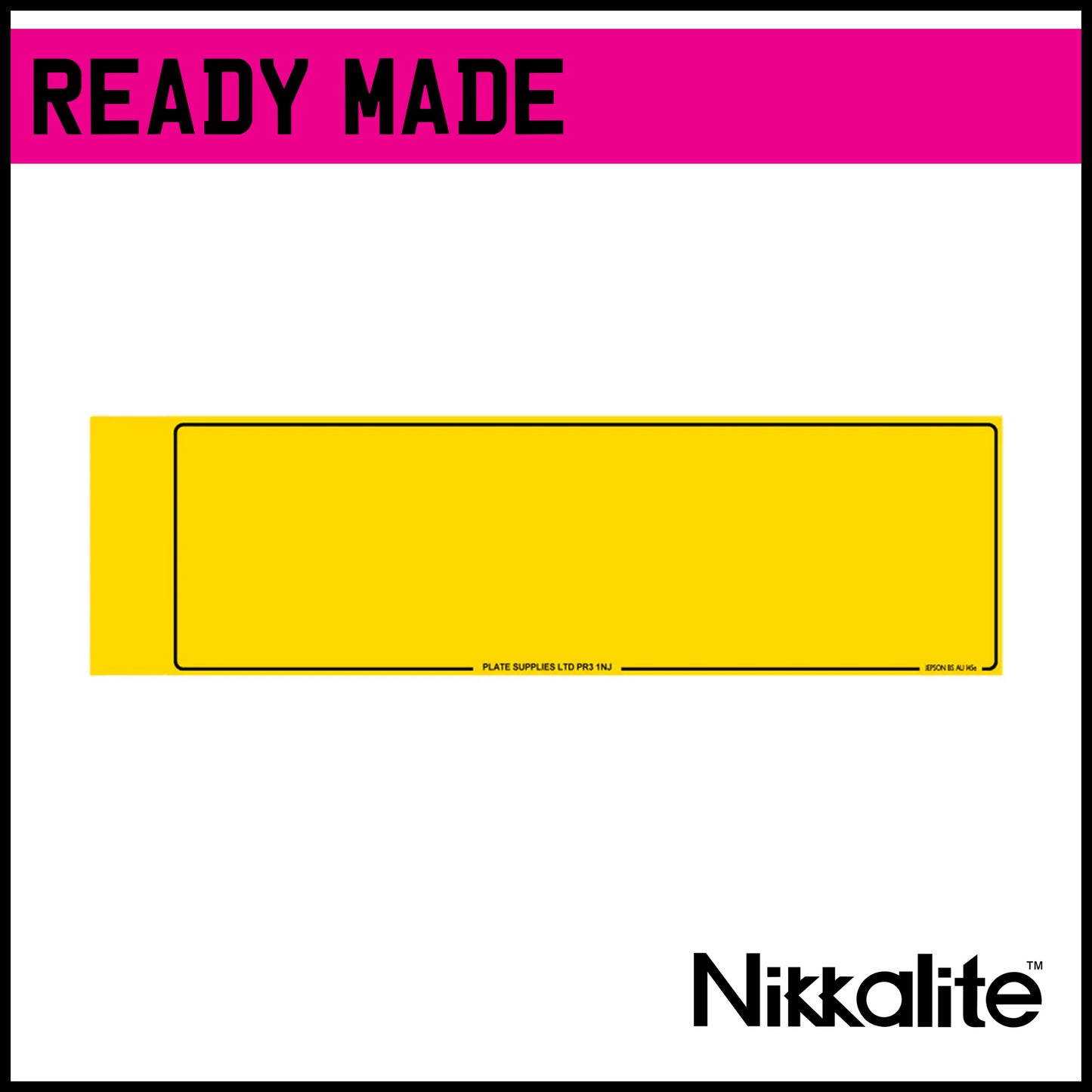 Ready Made Yellow Oversize Number Plate with Offset Border for Flags (Range Rover)