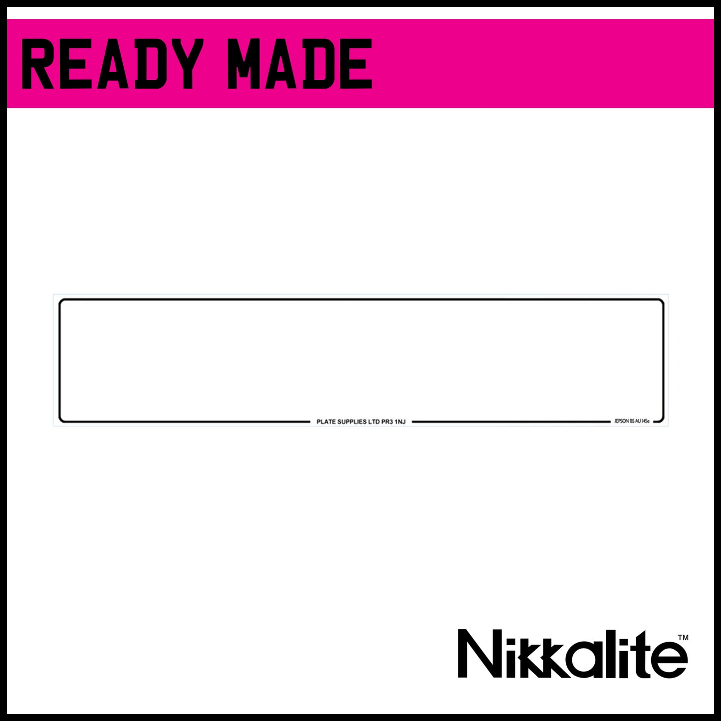 Ready Made White Oblong Number Plate with Border