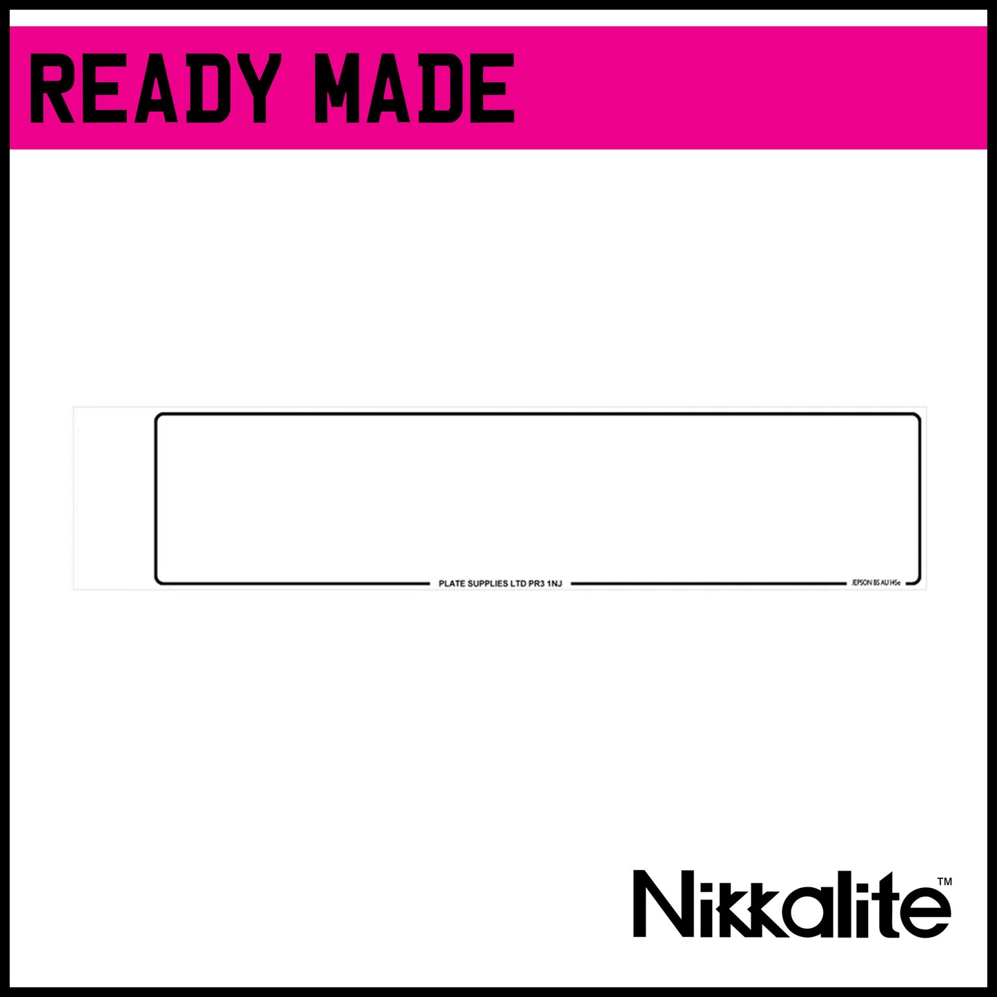 Ready Made White Oblong Number Plate with Offset Border for Flags