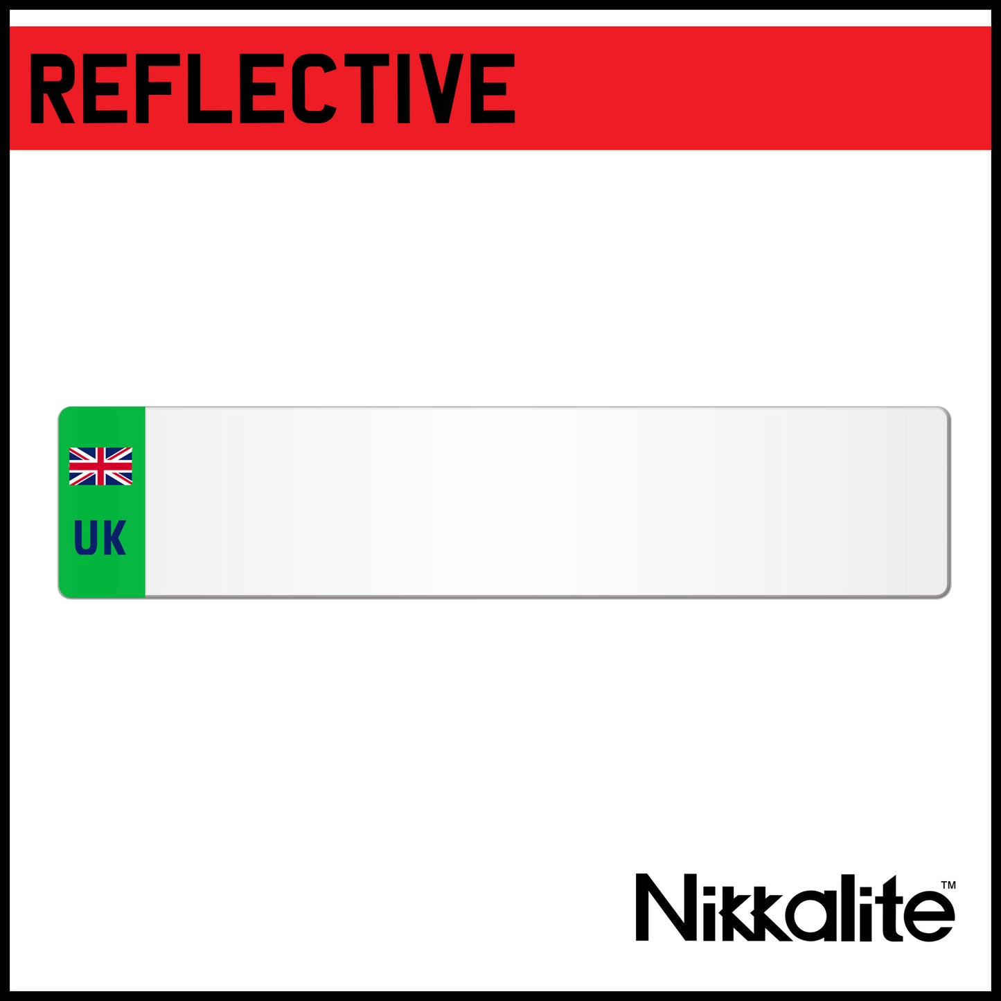 White Oblong Reflective Blank - UK EV/Green Flash