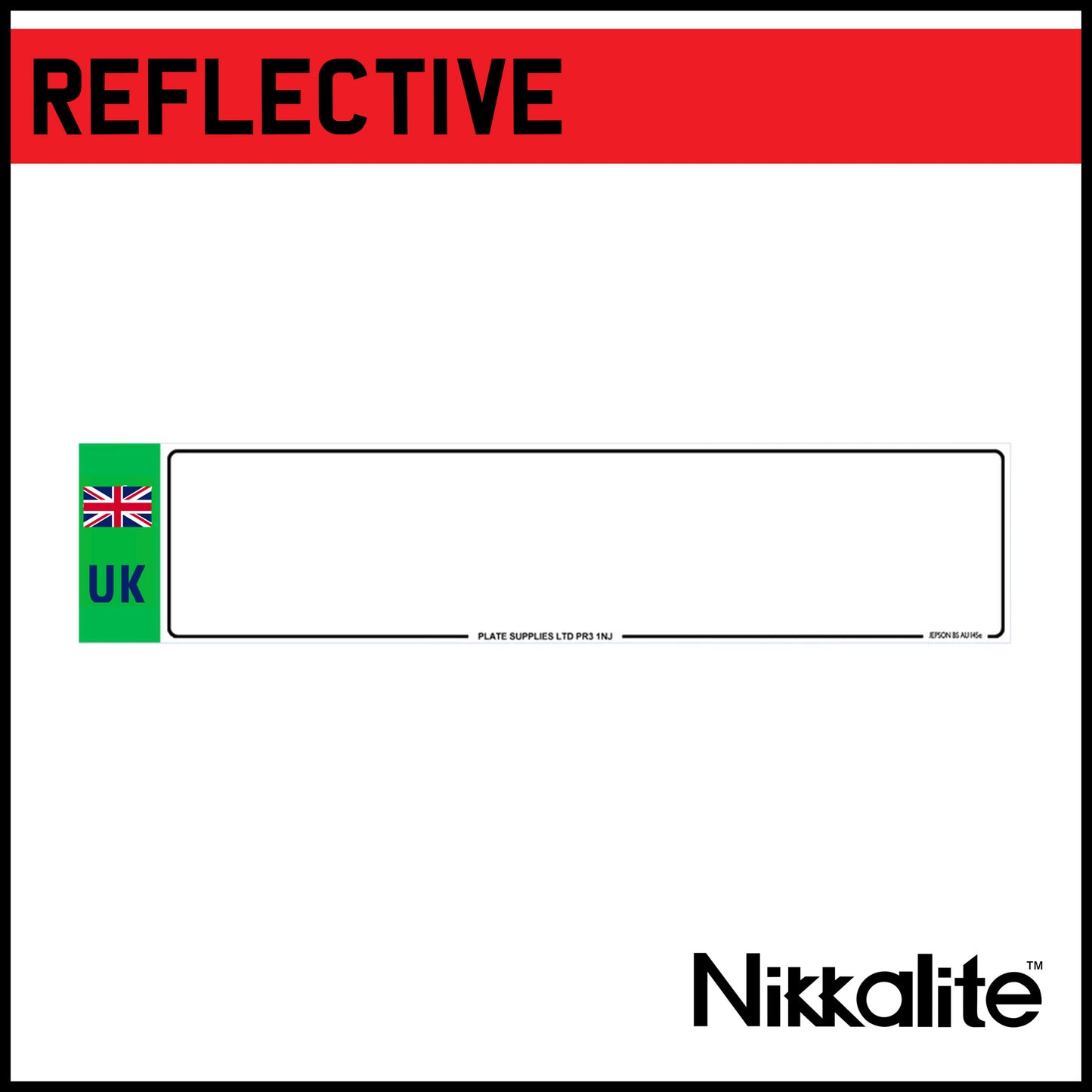 White Oblong Reflective with Border - UK EV/Green Flash