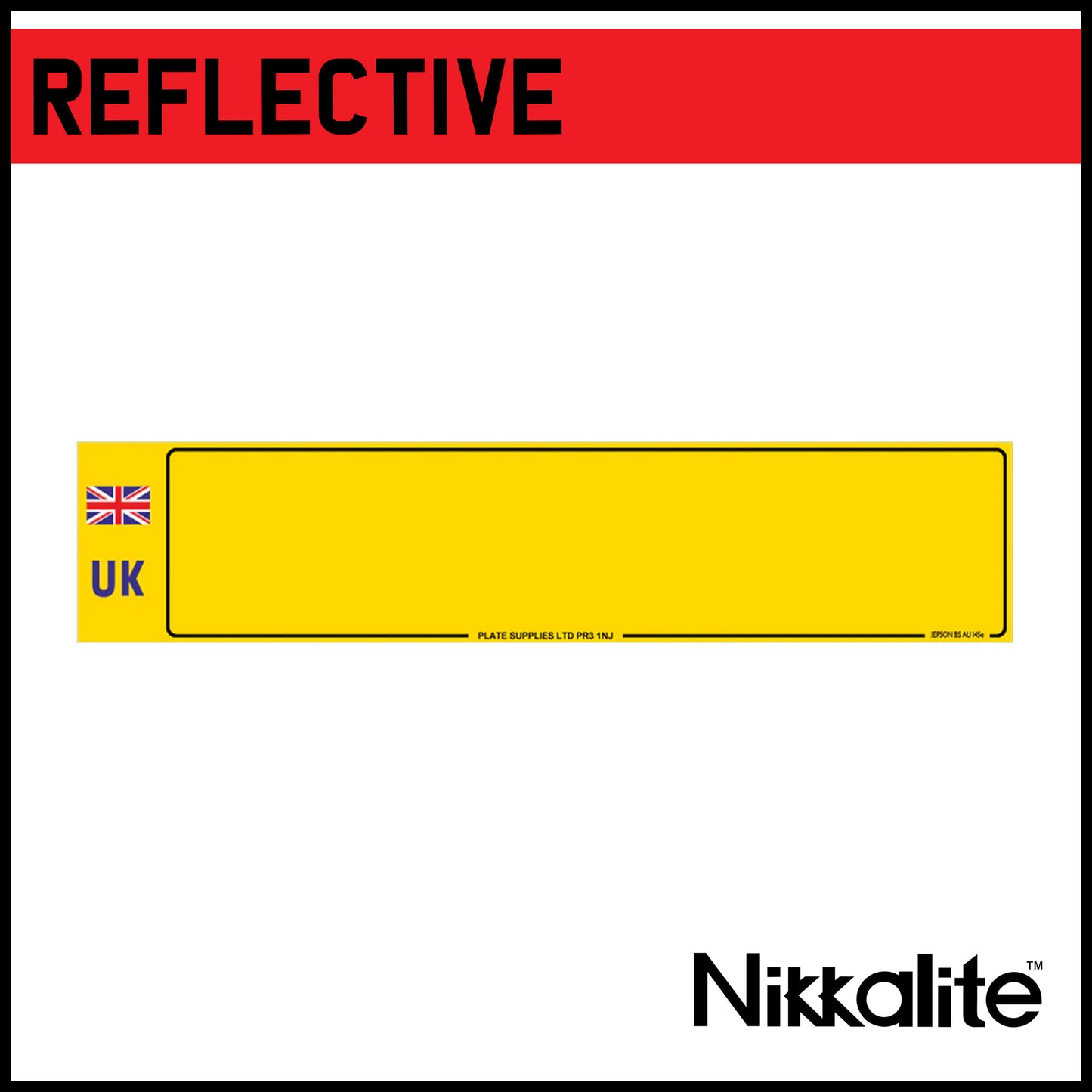 Yellow Oblong Reflective with Border - UK