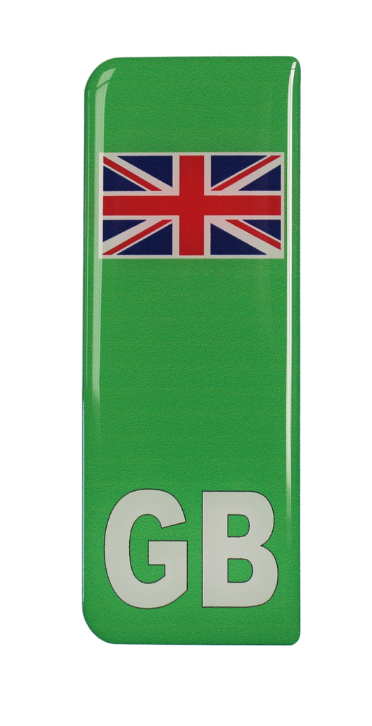 EV Green Flash Gel Badges/Flags for Standard UK Number Plates