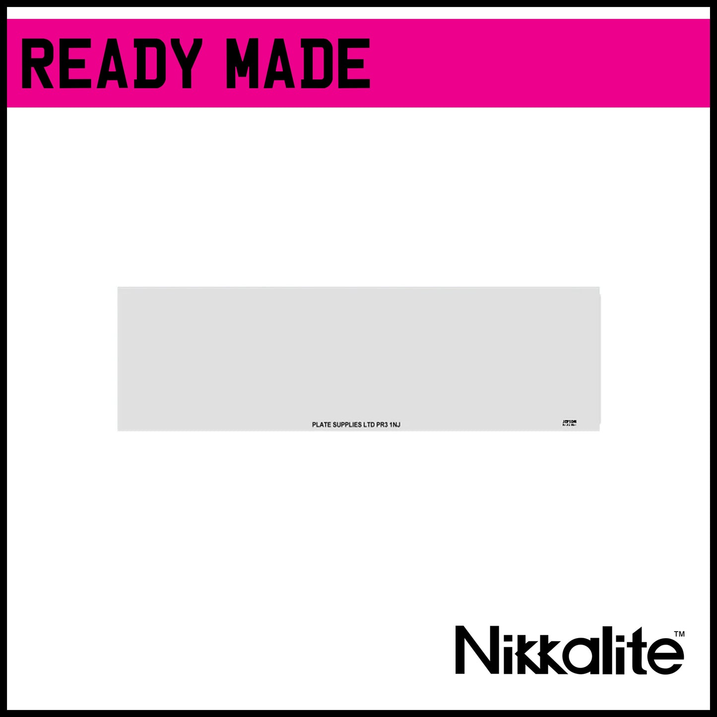 Ready Made White Short 11 Inch Number Plate with BS Tag