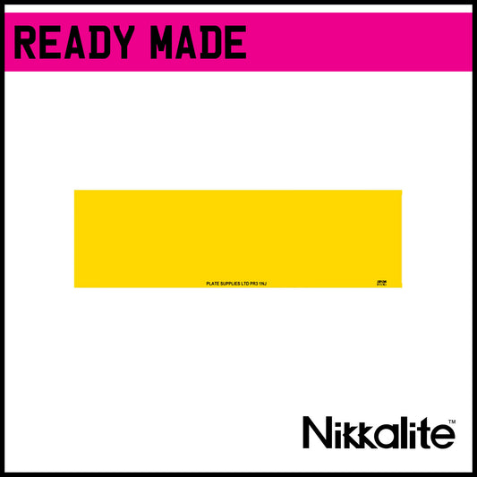 Ready Made Yellow Short 11 Inch Number Plate with BS Tag