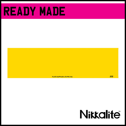 Ready Made Yellow Short 18 1/2 Inch Number Plate with BS Tag