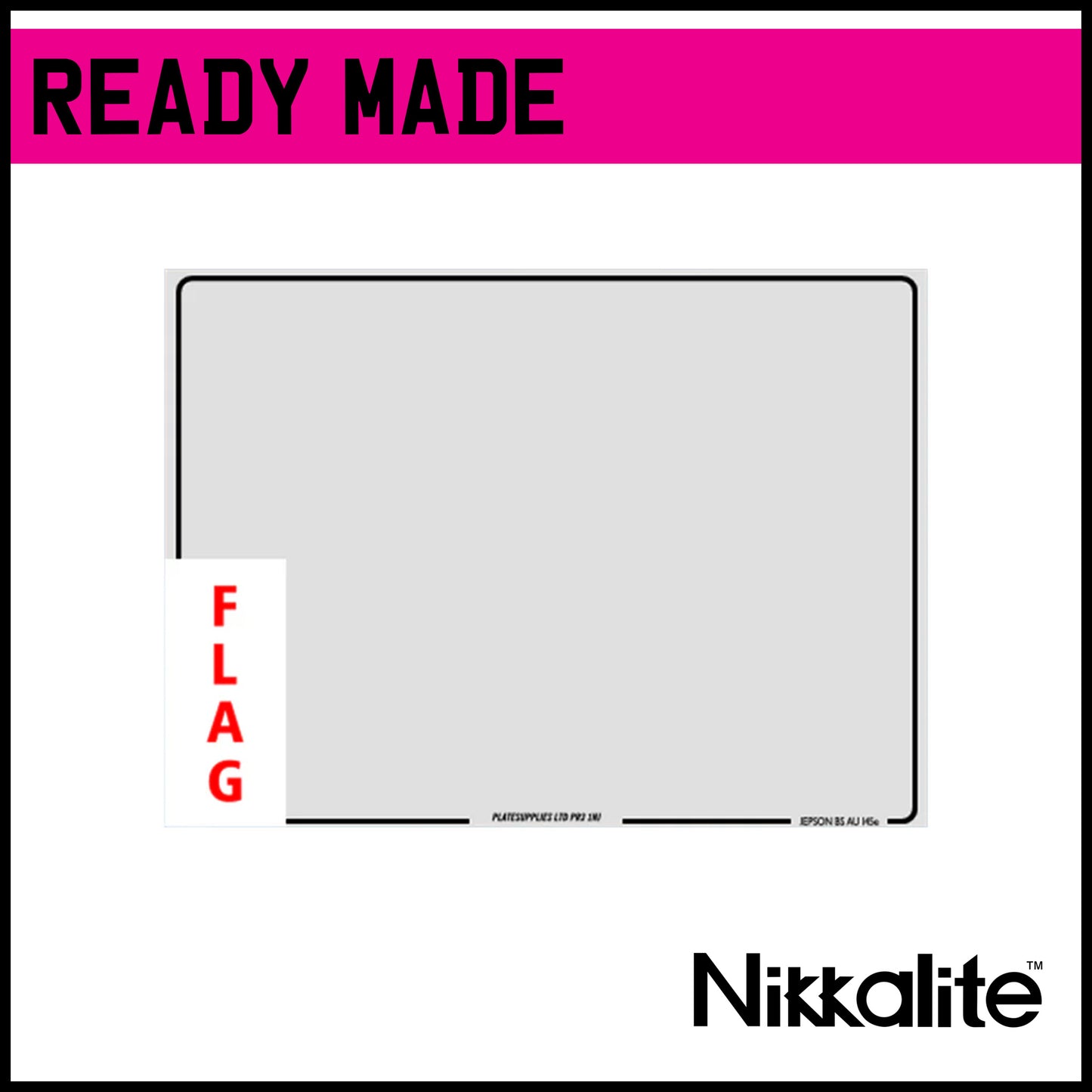 Ready Made White 4x4 Number Plate with Offset Border for Flags (Land Rover)