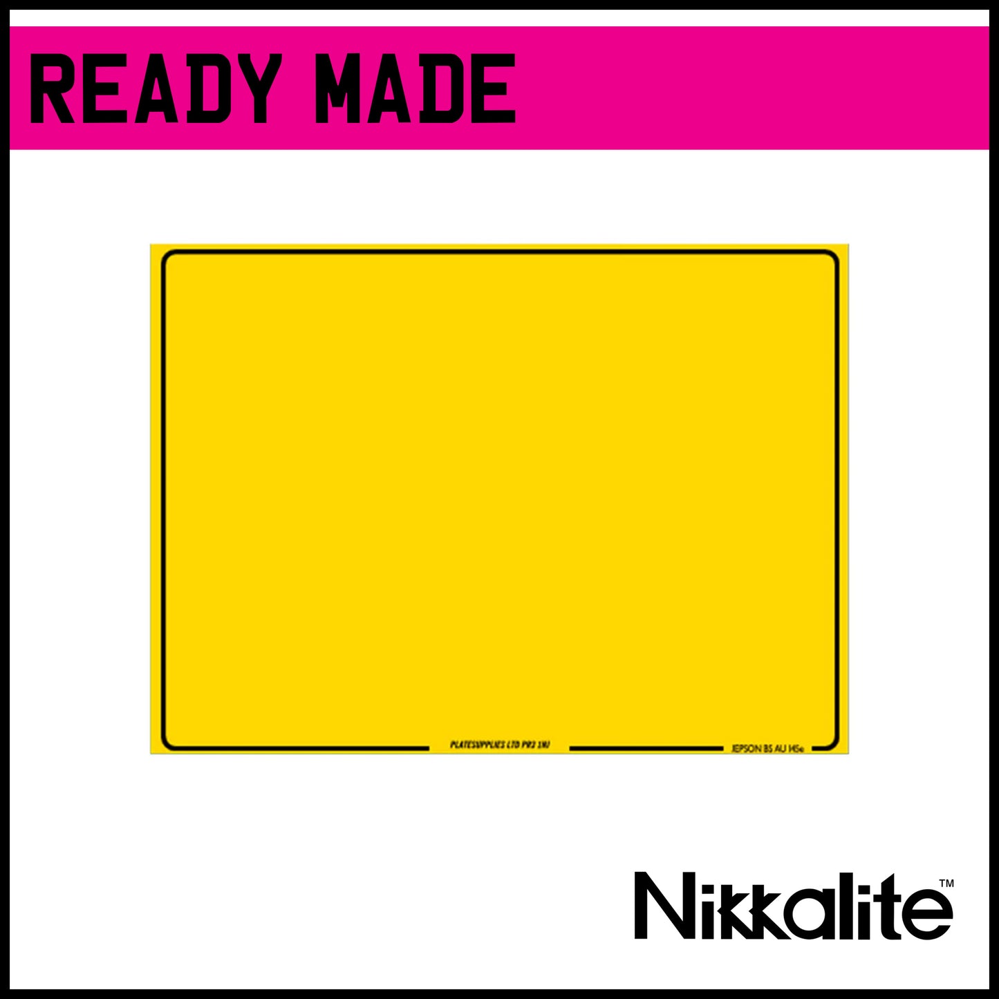 Ready Made Yellow 4x4 Number Plate with Border (Land Rover)