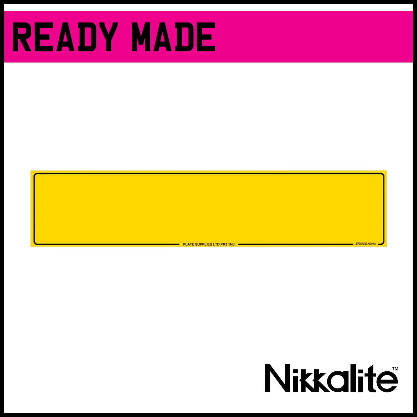 Ready Made Yellow Oversize Number Plate with Border (520x120mm)