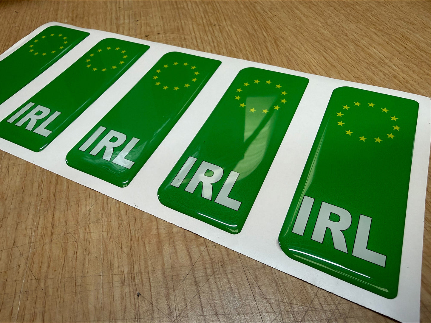 EV Green Flash Gel Badges/Flags for Standard Irish Number Plates