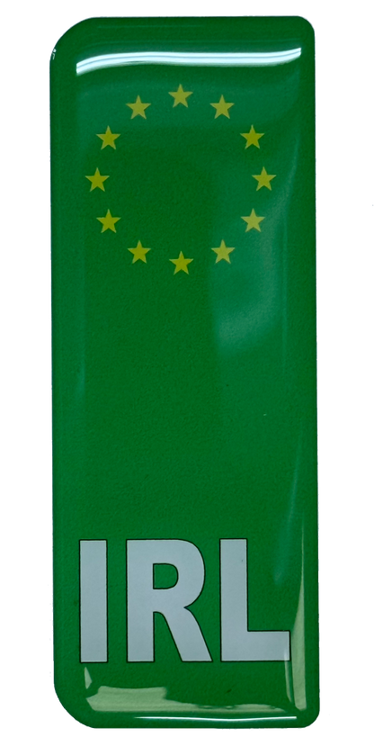 EV Green Flash Gel Badges/Flags for Standard Irish Number Plates