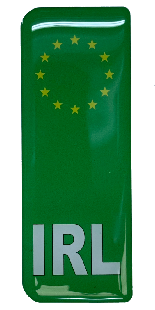 EV Green Flash Gel Badges/Flags for Standard Irish Number Plates