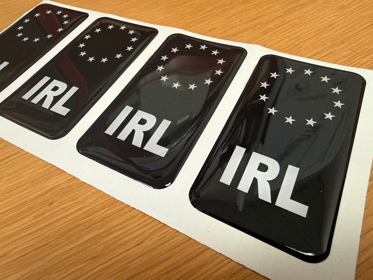 94x48mm Sporty Irish Gel Badges/Flags for Standard Number Plates