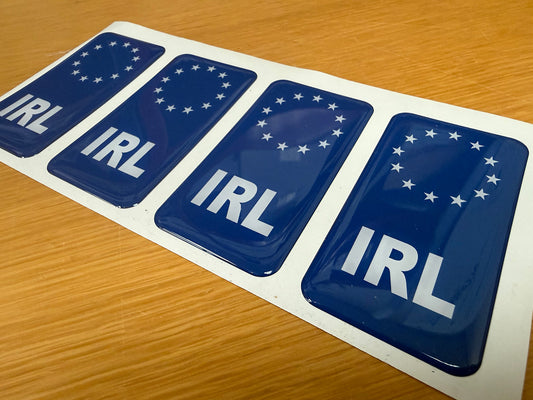 94x48mm Sporty Irish Gel Badges/Flags for Standard Number Plates