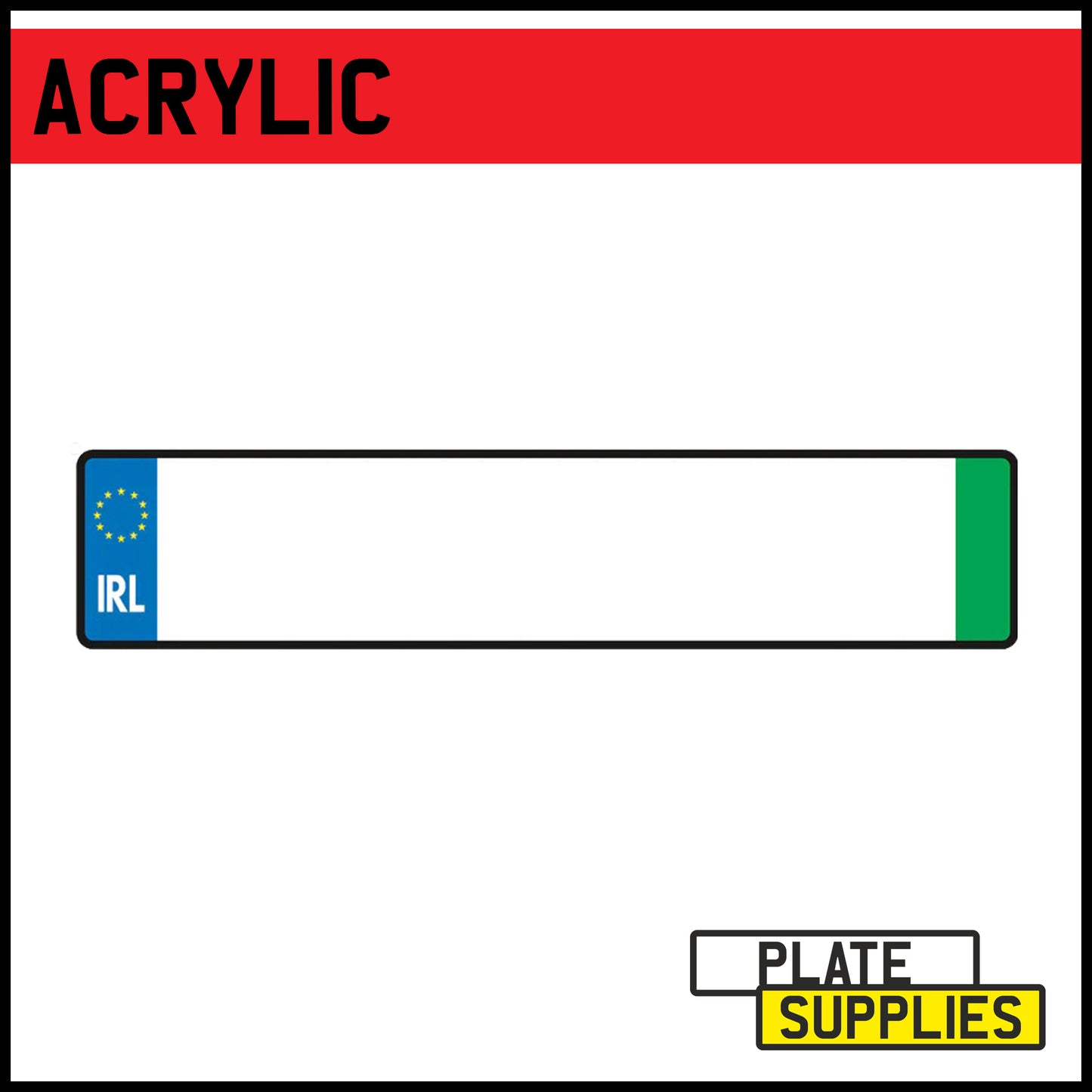 Irish EV Oblong Number Plate Acrylic