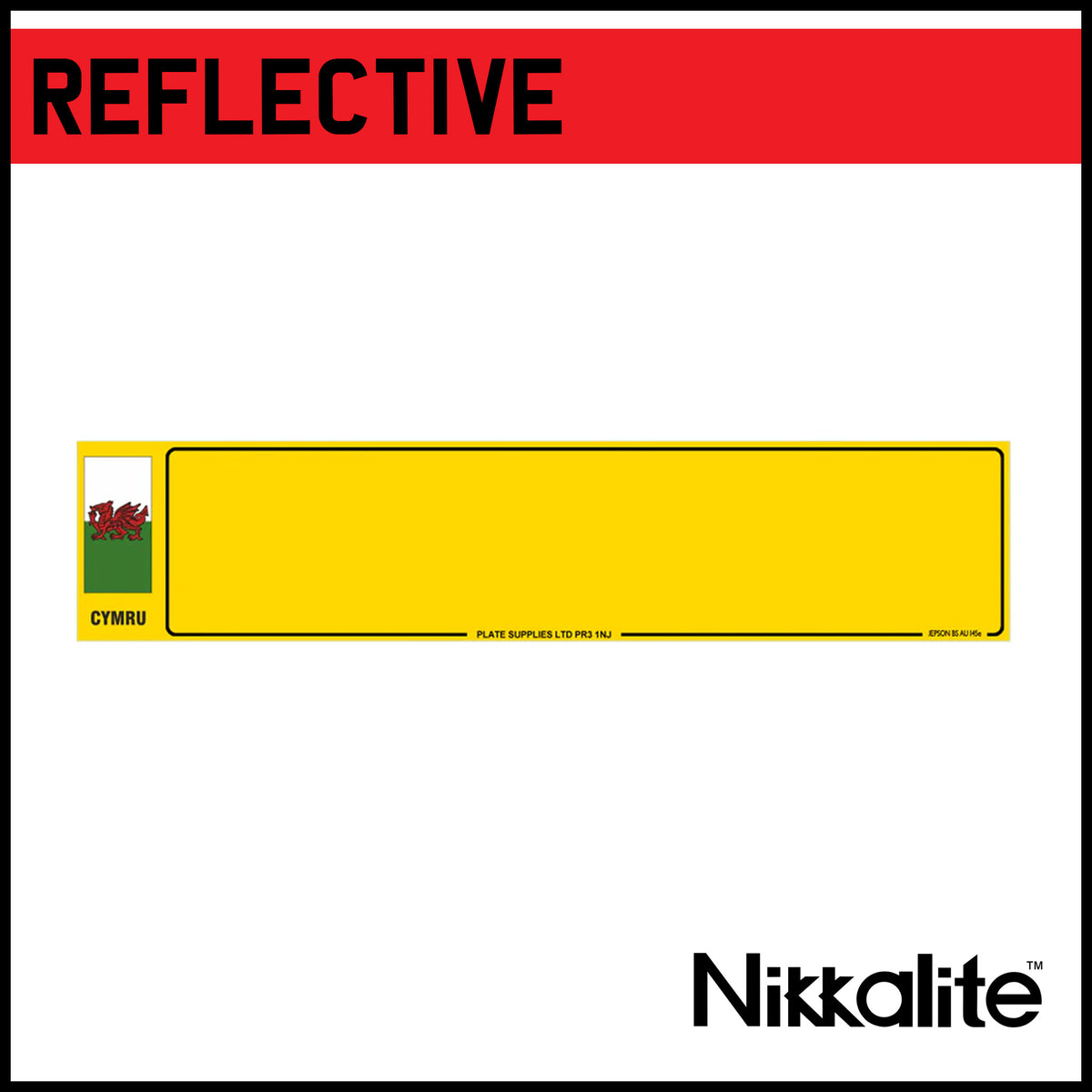 Yellow Oblong Reflective with Border - CYMRU
