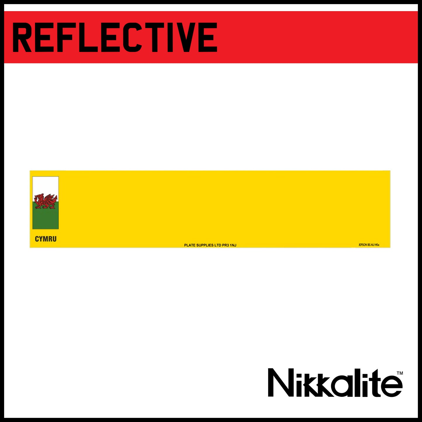 Yellow Oblong Reflective with BS Tag - CYMRU