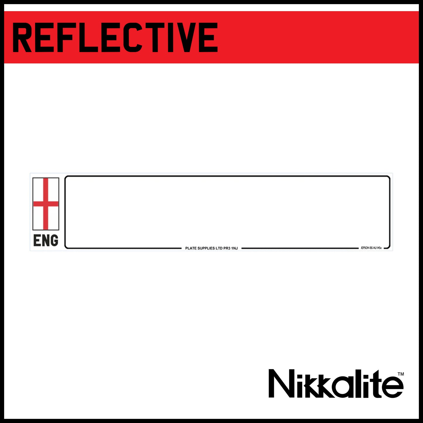 White Oblong Reflective with Border - ENG