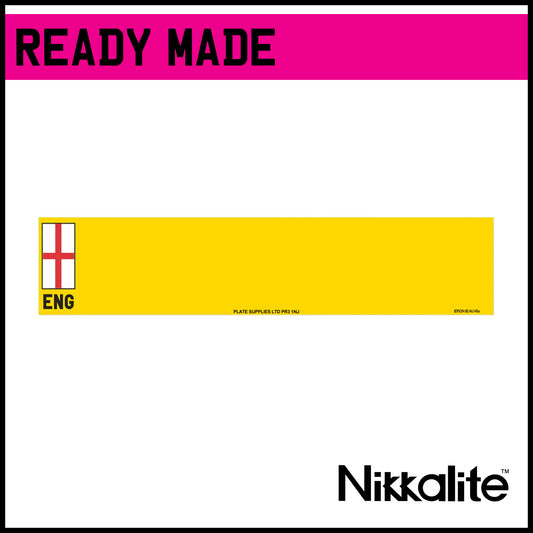 Ready Made Yellow Oblong Number Plate with BS Tag - ENG