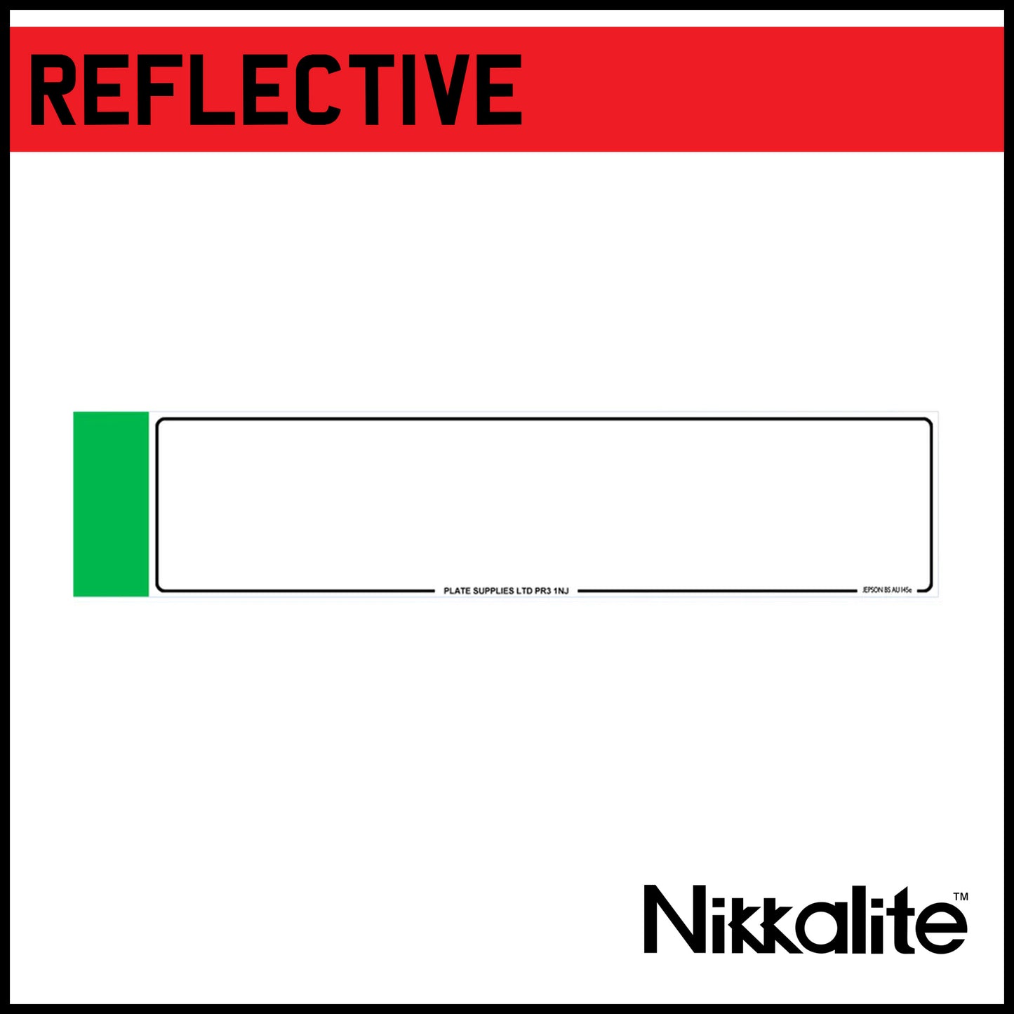 White Oblong Reflective with Border - EV/Green Flash