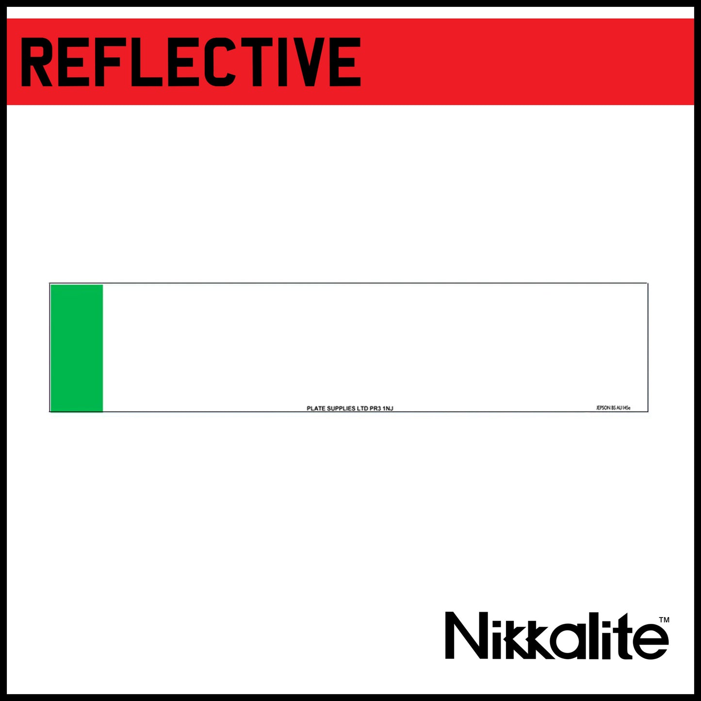 White Oblong Reflective with BS Tag - EV/Green Flash
