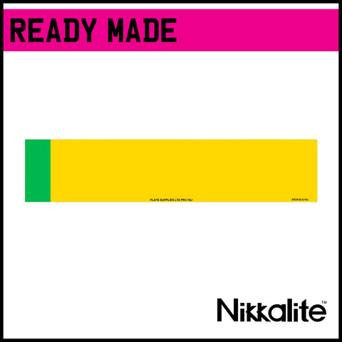 Ready Made Yellow Oblong Number Plate with BS Tag - EV/Green Flash