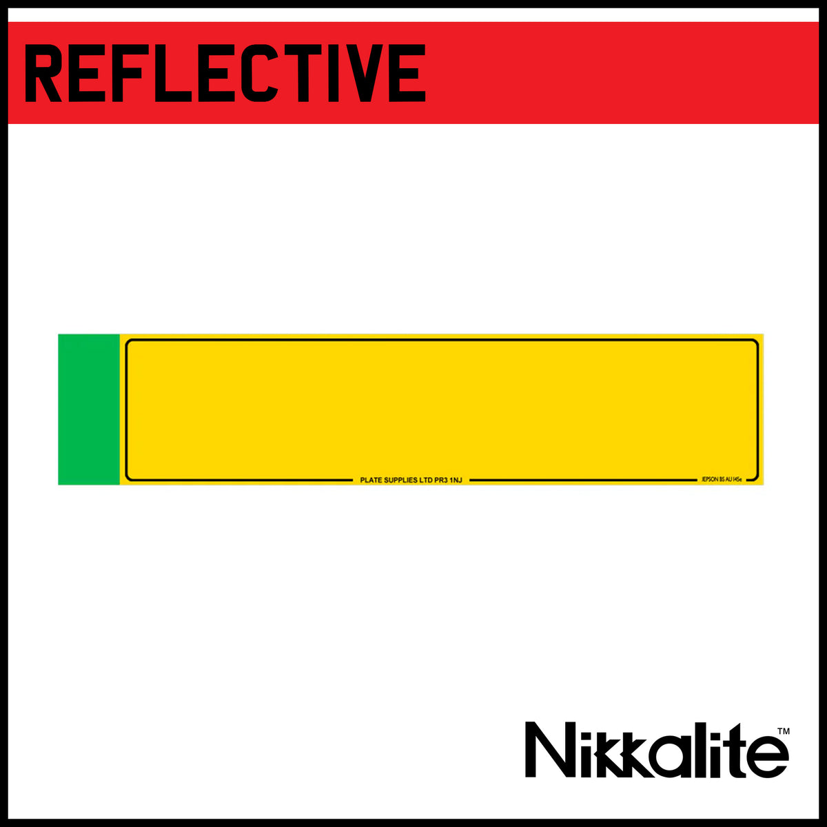 Yellow Oblong Reflective with Border - EV/Green Flash