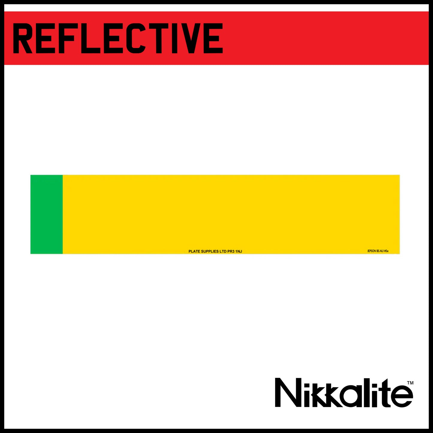 Yellow Oblong Reflective with BS Tag - EV/Green Flash