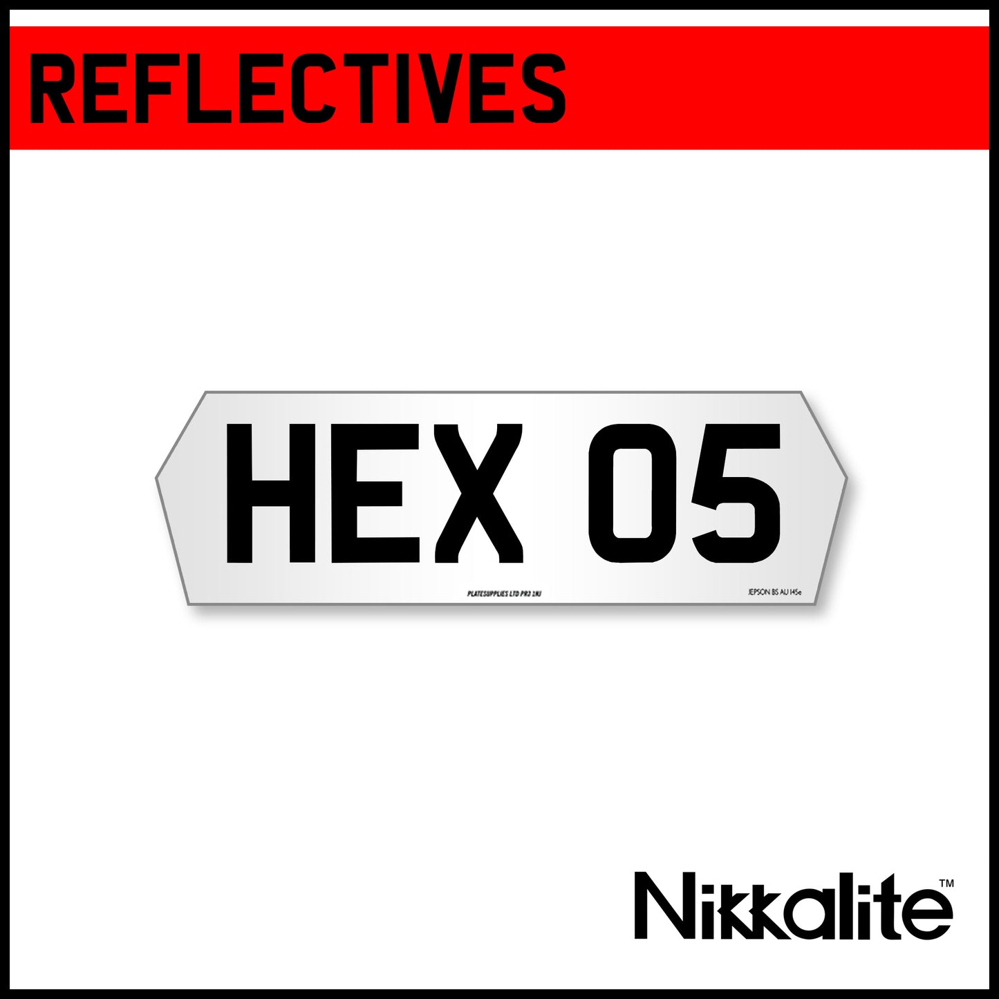 White Hex Plate 5 Digit Reflectives with BS Tag