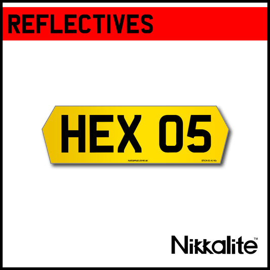 Yellow Hex Plate 5 Digit Reflectives with BS Tag