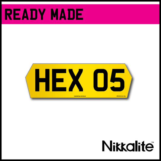 Ready Made Yellow Hex Number Plate with BS Tag - 5 Digit