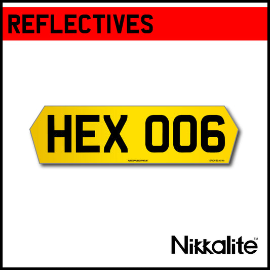 Yellow Hex Plate 6 Digit Reflectives with BS Tag
