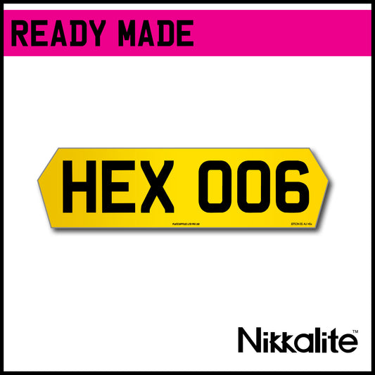 Ready Made Yellow Hex Number Plate with BS Tag - 6 Digit