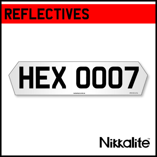 White Hex Plate 7 Digit Reflectives with BS Tag