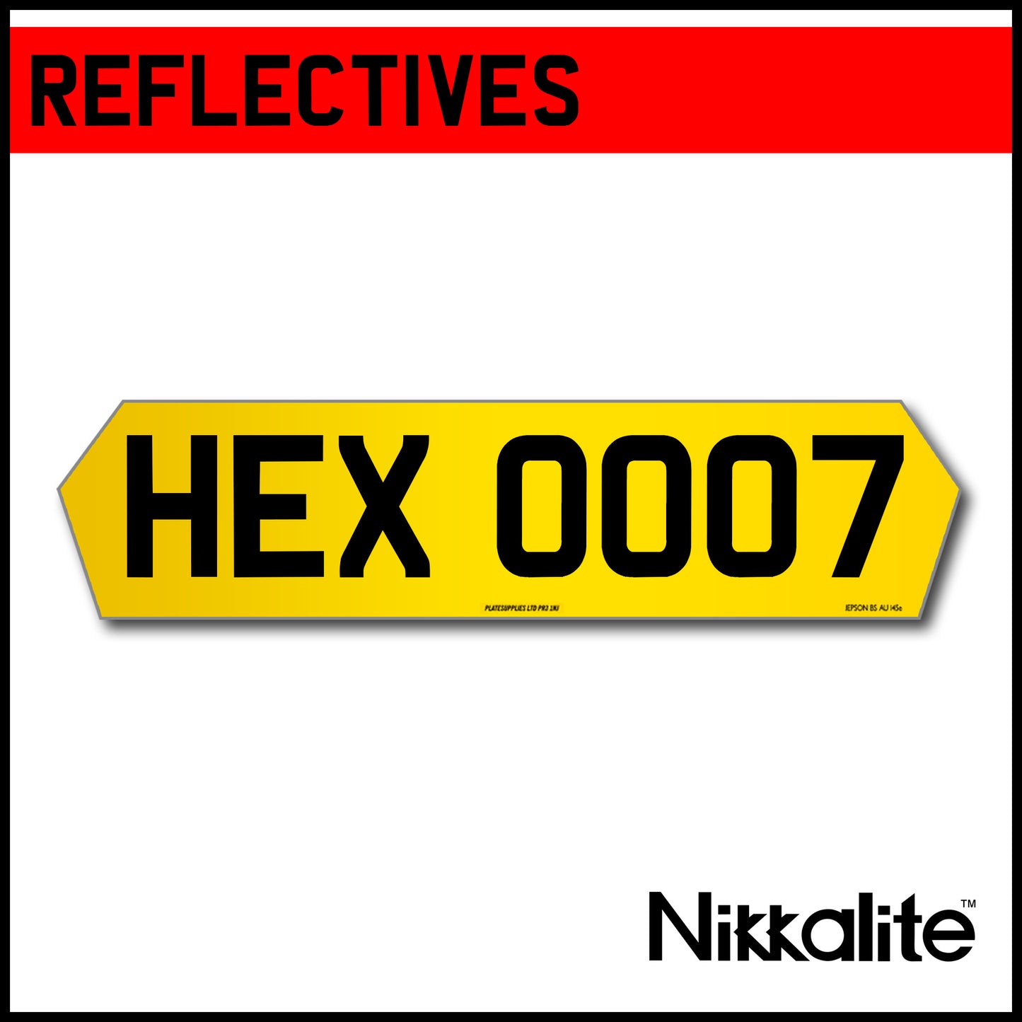 Yellow Hex Plate 7 Digit Reflectives with BS Tag