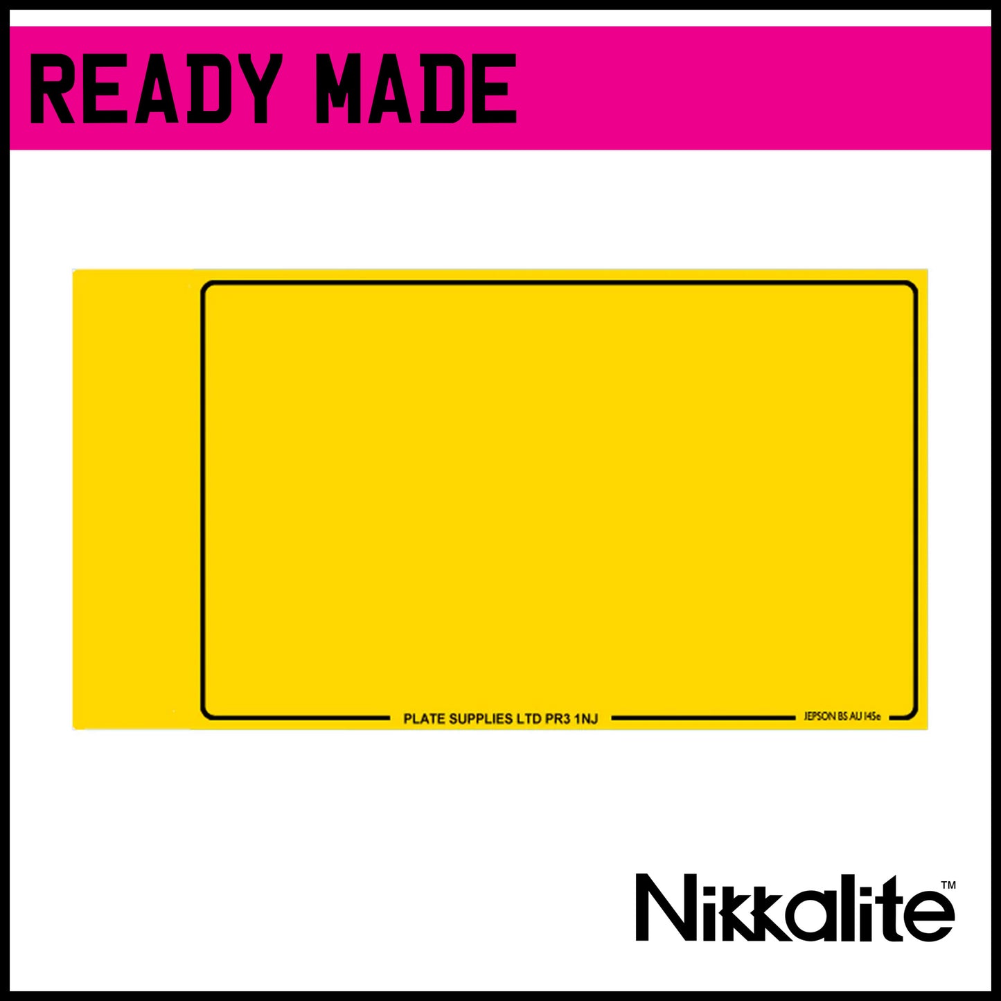 Ready Made Yellow Japanese Import Number Plate with Offset Border for Flags