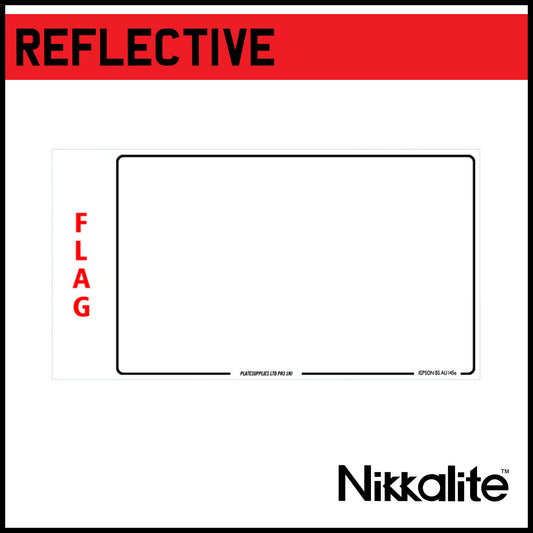 White Japanese Import Reflective with Offset Border and BS Tags for Flags