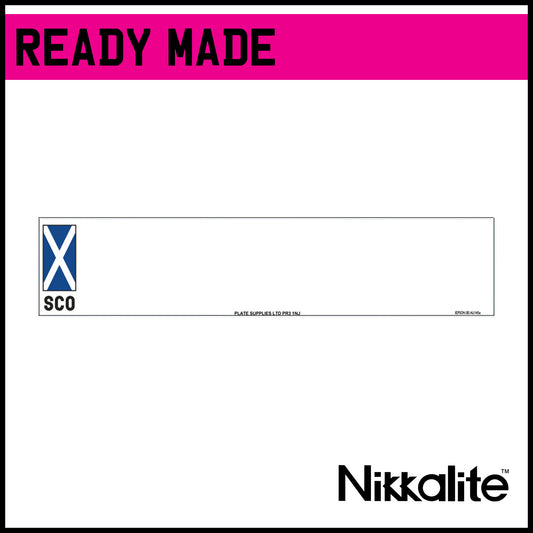 Ready Made White Oblong Number Plate with BS Tag - SCO