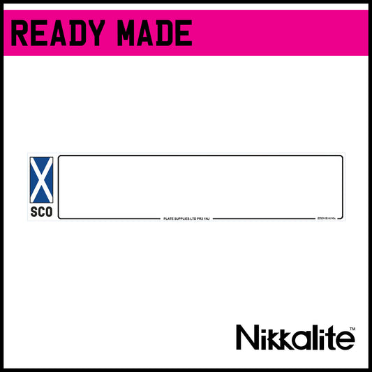 Ready Made White Oblong Number Plate with Border - SCO