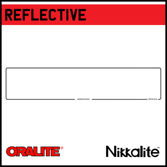 White Oblong Reflective with Border and BS Tag