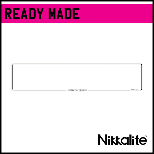 Ready Made White Oblong Number Plate with Border