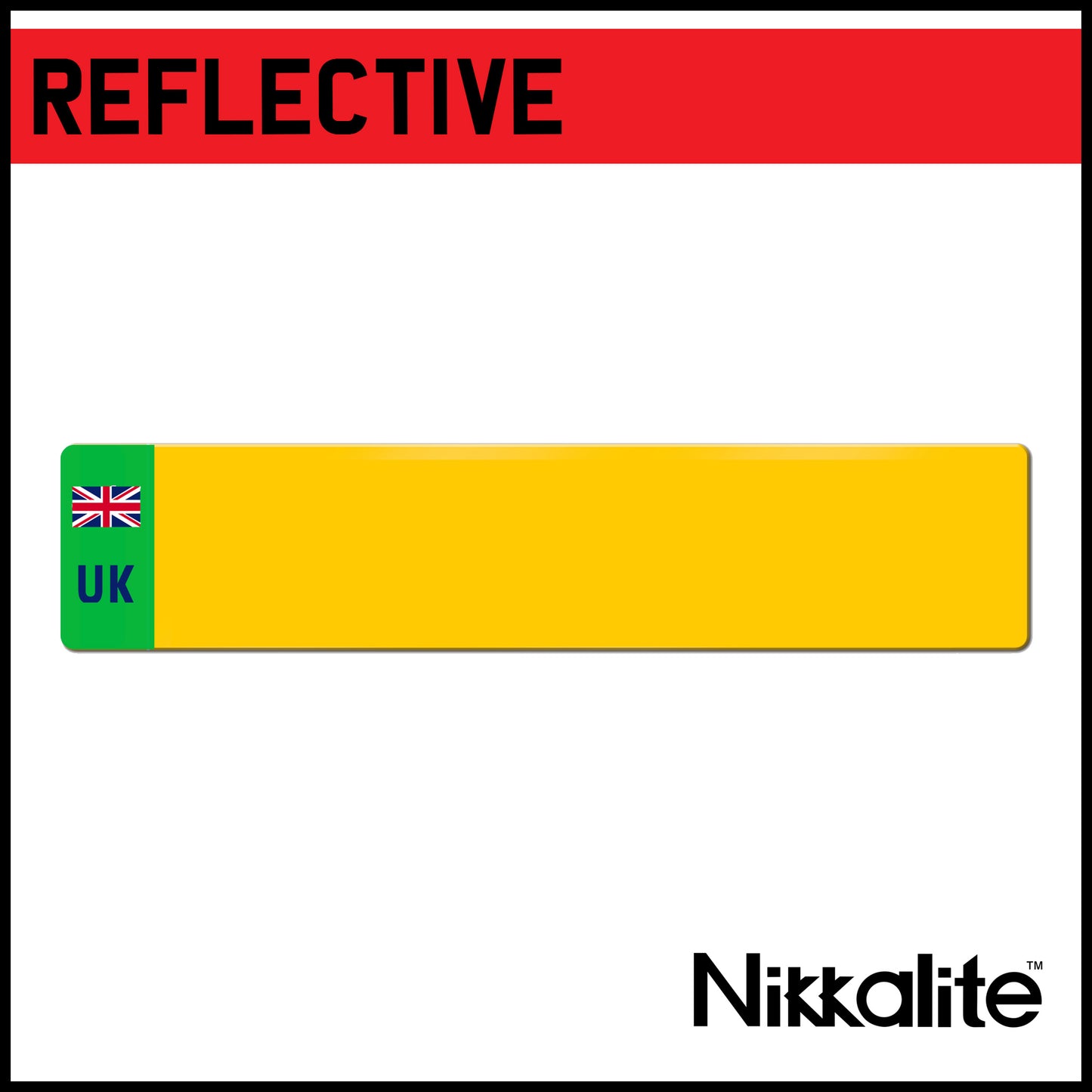 Yellow Oblong Reflective Blank - UK EV/Green Flash