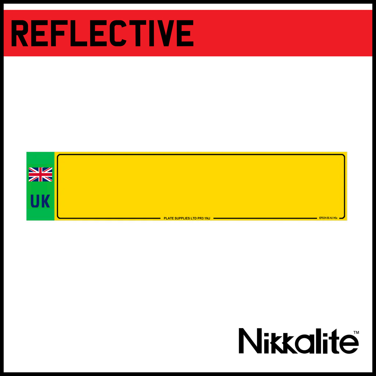 Yellow Oblong Reflective with Border - UK EV/Green Flash