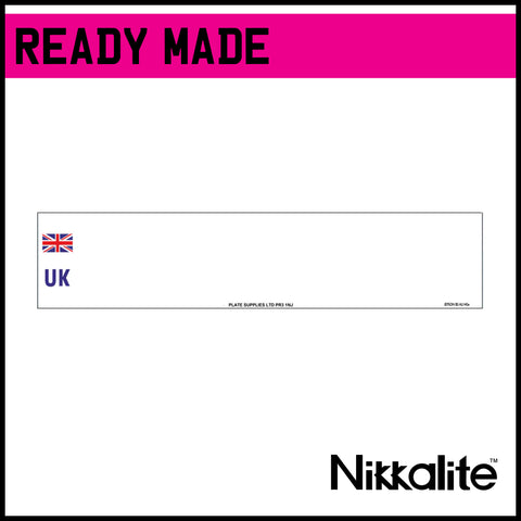 Ready Made White Oblong Number Plate with BS Tag - UK