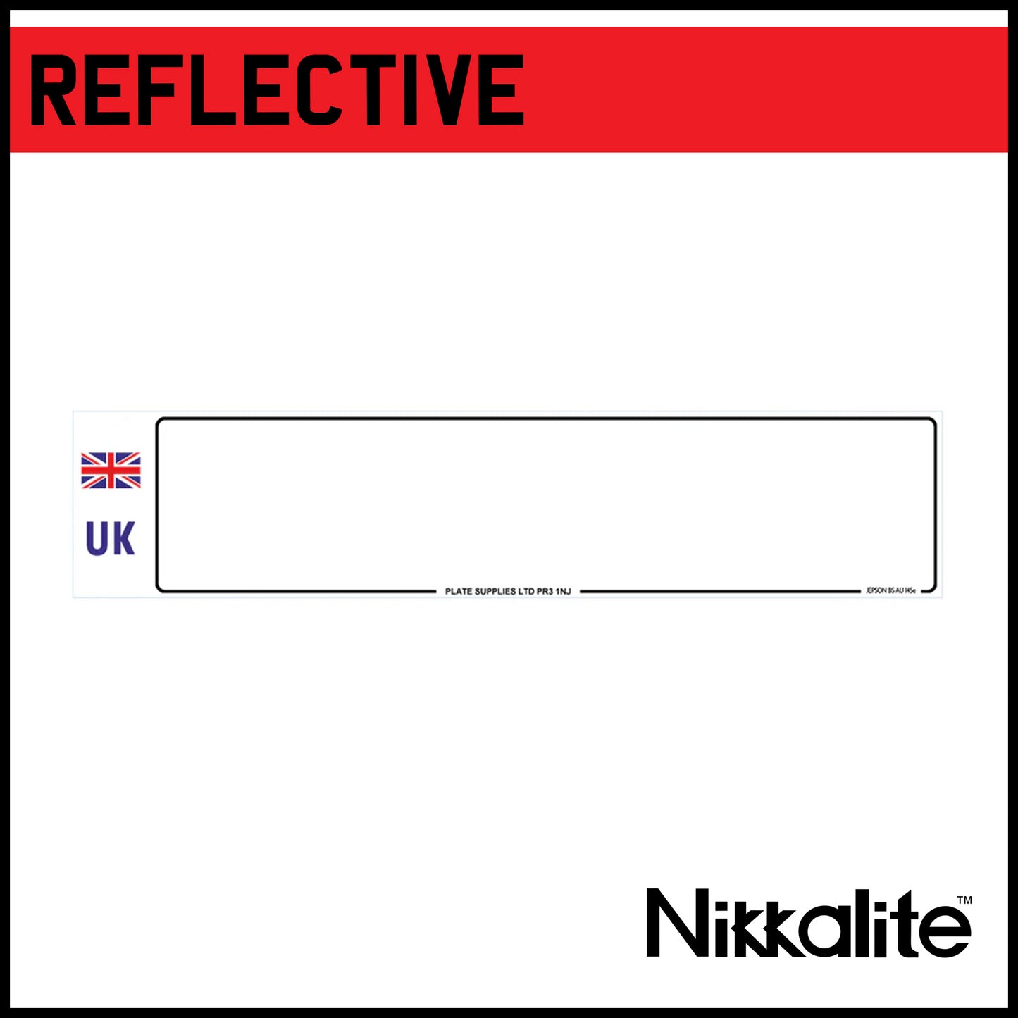 White Oblong Reflective with Border - UK